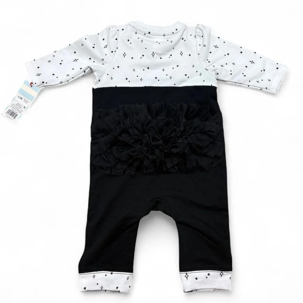 Spooky Kitty Ruffle Romper Whimsy goth Witchy Cat & Jack 0-3M Halloween Fairy